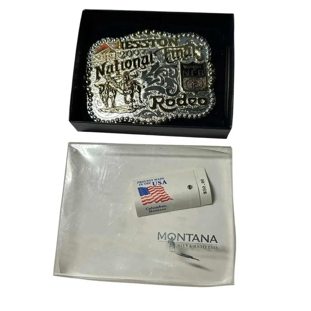 2007 Hesston Wrangler National Finals Rodeo Montana Silversmiths Buckle USA MADE